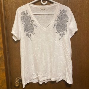 Luck Brand Embroidered Burnout Tee